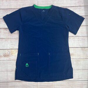 Carhartt Liberty Scrub Top Women XS Navy Blue V-Neck Medical Workwear w/ Pockets
